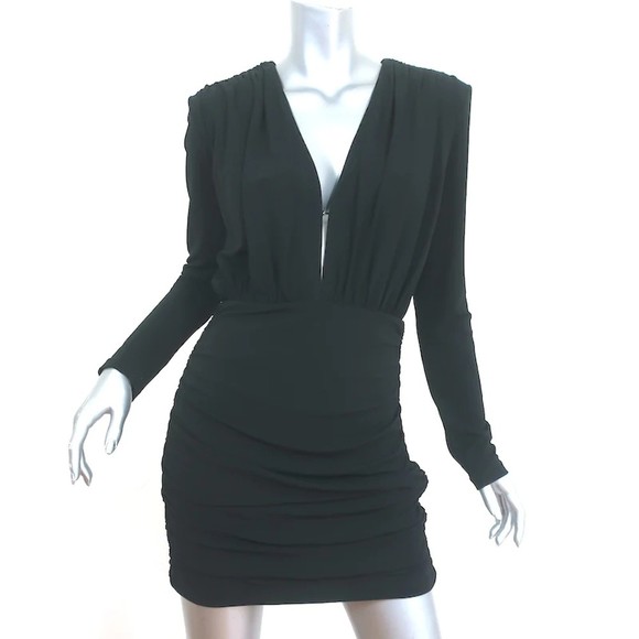 ANINE BING Long Sleeve Mini Dress Whitney Black Stretch Jersey Size Small NEW - Picture 1 of 8